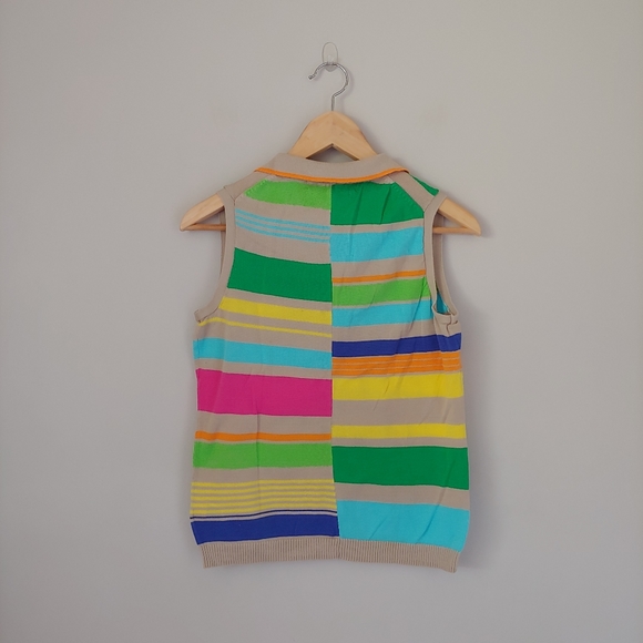 Liz Claiborne Golf Cotton Knit Polo Tank Top Sleeveless Multicolor Stripe Size M - Picture 2 of 12
